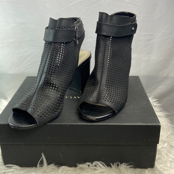 ANA “ANA TROUT” Vegan Leather Peep Toe Punch Out Heel - Picture 2 of 10